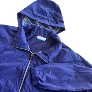 Columbia Women Purple Blue Omni-Shield Hooded Zip Vented Lightweight Rain Jacket
